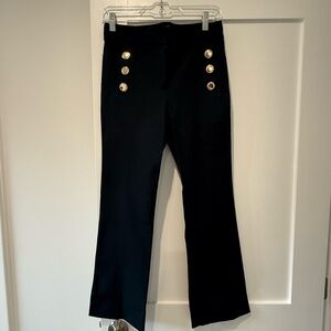 Derek Lam Black Flare Pants with Gold Accents